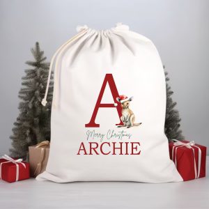 BESTSELLER! Personalised Santa Sack With Initial and Australian Animal
