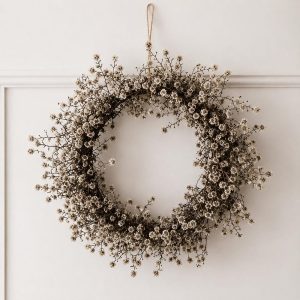 White Floral Christmas Wreath with Australian Native Preserved Stirlingia
