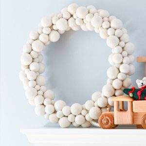 White Felt Ball Christmas Wreath