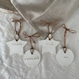 Personalised White Clay Christmas Ornament - Star or Circle