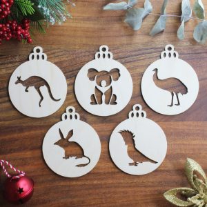 Australian Animal Wooden Christmas Ornaments Set of 5
