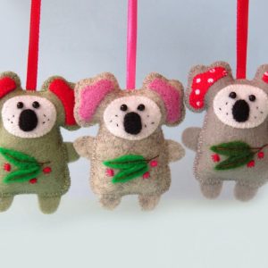 Wool Felt Koala Christmas Ornaments Set of 3