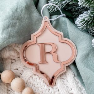 Personalised Lantern Shape Acrylic Initial Christmas Ornament - 60 Colours Available