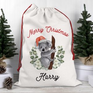 Personalised Australian Merry Christmas Koala Santa Sack