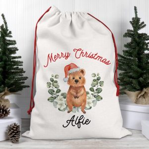 Personalised Australian Merry Christmas Quokka Santa Sack