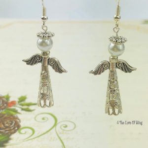 Silver Christmas Angel Drop Earrings