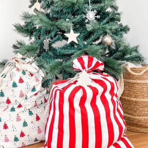 Large Red & White Striped Santa Sack