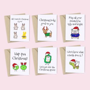 Pack of 6 Funny Illustrated Christmas Cards