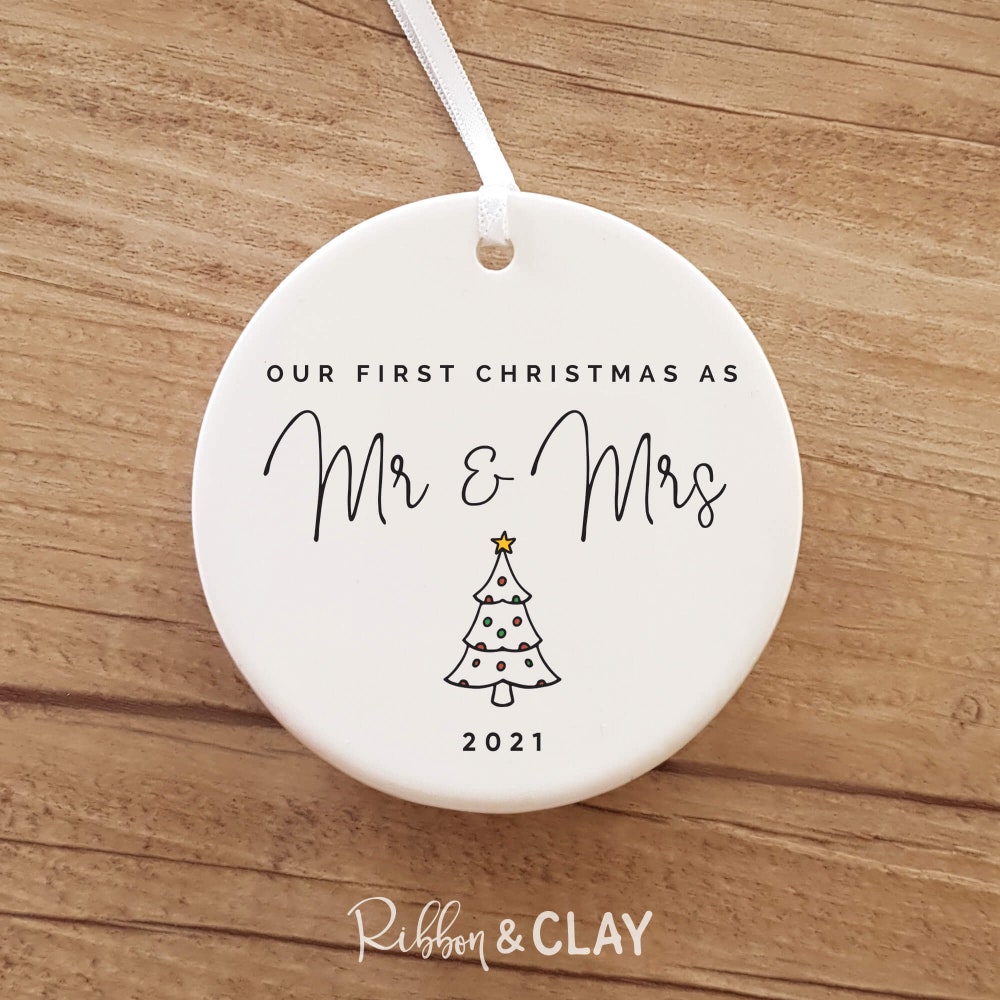 "Our First Christmas as Mr & Mrs" Personalised Ornament