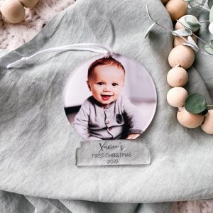 Personalised Baby's First Christmas Snow Globe Shape Tree Ornament