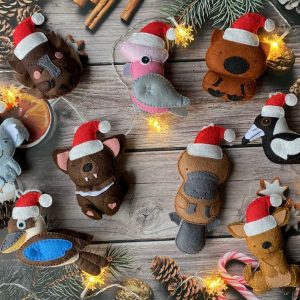 Handmade Felt Australian Animals & Birds Christmas Tree Ornaments