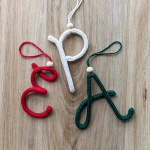 Personalised Handmade Knitted Wire Letter Christmas Tree Ornament