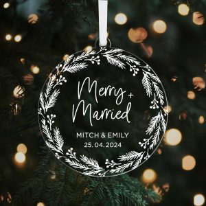 "Merry and Married" Personalised Christmas Ornament