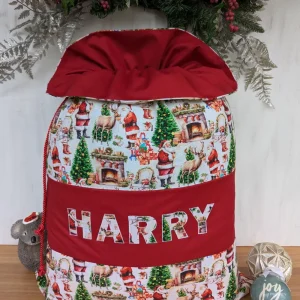 Personalised Large Handmade "Santa's List" Santa Sack - Other Prints Available