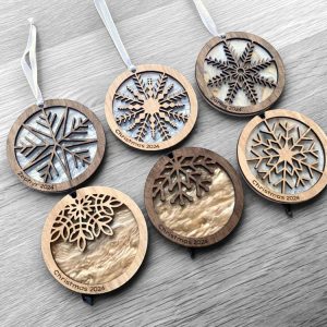 Personalised Laser Cut Christmas Decorations Snowflake Designs