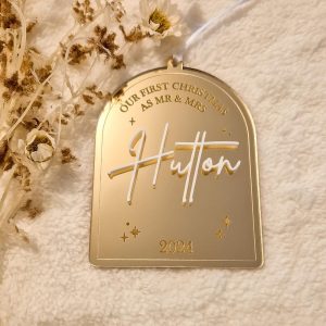 Personalised "Our First Christmas as Mr and Mrs" Arch Ornament