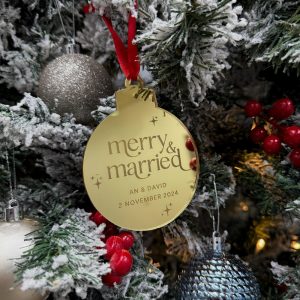 Personalised "Merry & Married"  First Christmas Married Ornament