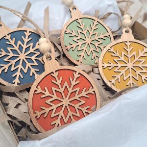 Handmade Rustic Wooden Snowflake Christmas Ornaments