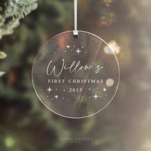 Personalised Baby's First Christmas "Starry Night" Tree Ornament, Choice of Materials