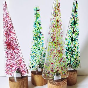 Handmade Christmas Tree Fused Glass Table Top Decoration - Assorted Designs