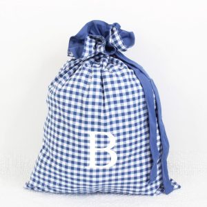 Personalised Blue Gingham Santa Sack