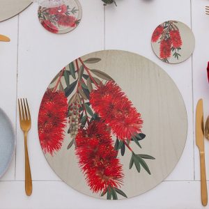 Australian Red Bottlebrush Round Christmas Placemats