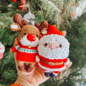 Crochet Christmas Tree Ornament - Santa or Reindeer