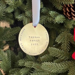 Personalised Hand Stamped Brass Christmas Ornament