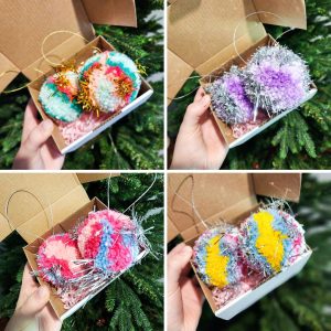 Custom Colour Pom Pom Christmas Baubles
