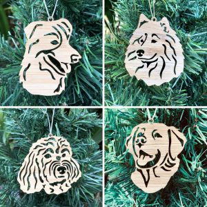 Dog Face Laser Cut Christmas Ornament - Choose Your Breed