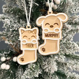 Personalised Pet in Stocking Christmas Ornament