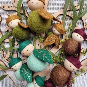 Felt Gumnut Family Christmas Decorations Set of 3