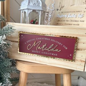 Personalised Christmas Crate or Hamper Plaque in Acrylic