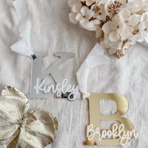 Personalised Script Initial & Name Ornament in Layered Acrylic