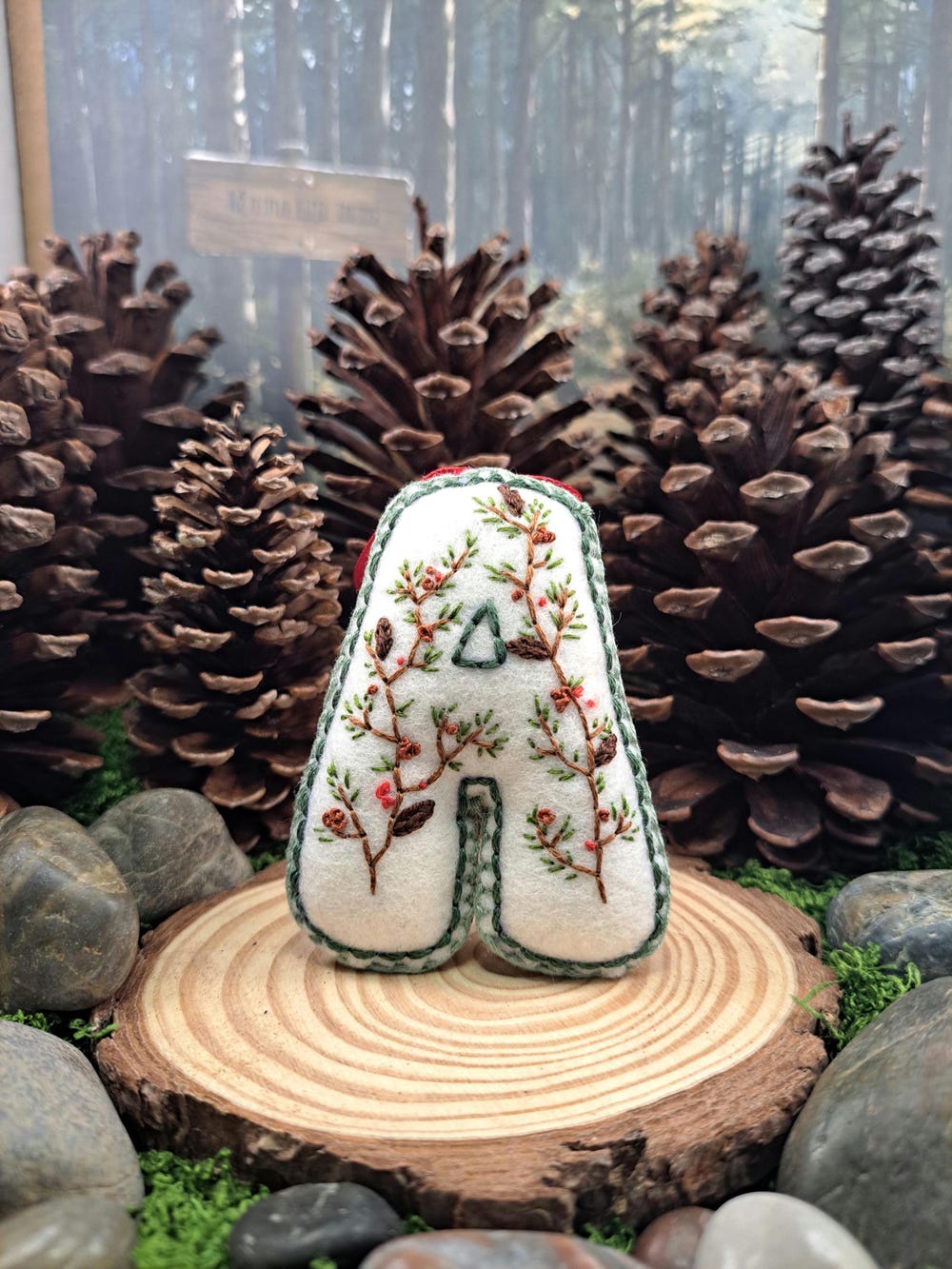 Hand Embroidered Custom Letter Christmas Ornament