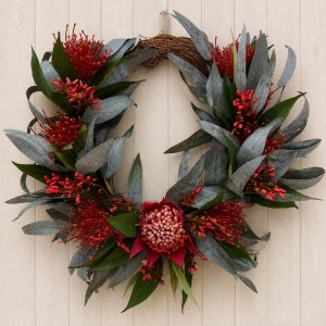 Red Waratah & Bottlebrush Aussie Christmas Wreath
