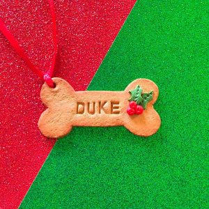 Personalised Pet Bone Christmas Ornament in Polymer Clay